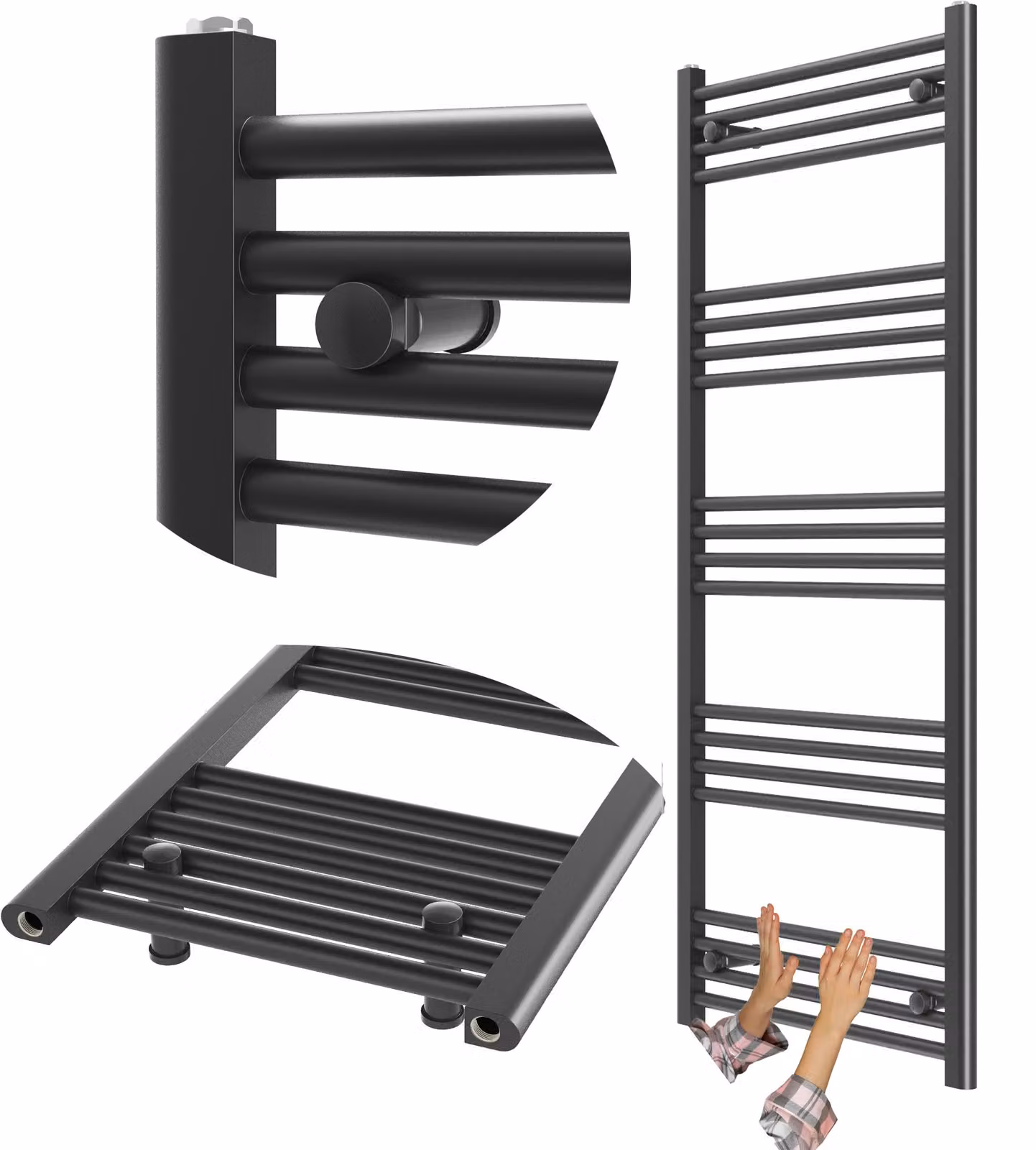 Granitan - Radiatore da bagno - Scaldasalviette - 60x140 cm - Nero - Scaldasalviette - BRENO