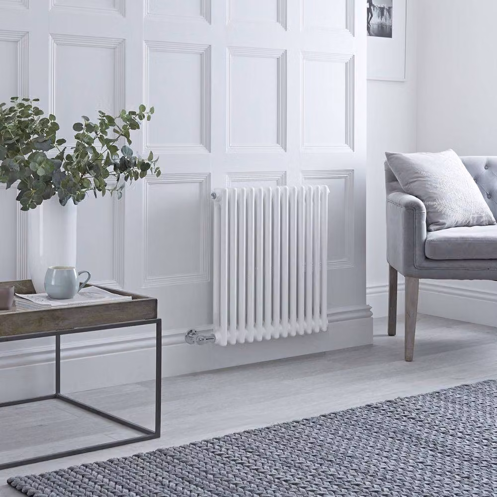 Radiatore Elettrico di Design HudsonReed Bianco a 2 Colonne con WiFi L 60,5 cm x H 60,5 cm x P 60 cm