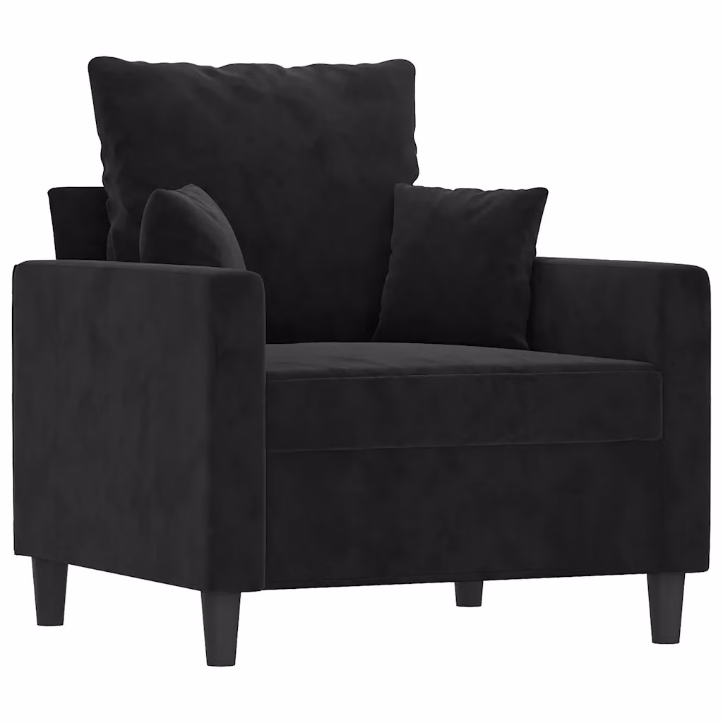Poltrona moderna in velluto nero con braccioli e struttura in metallo 587804 – 2