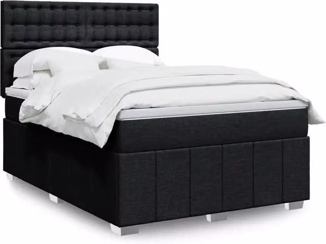 Letto con Giroletto a Molle e Materasso vidaXL in Tessuto Nero e Bianco L/P/H: 140 x 200 cm