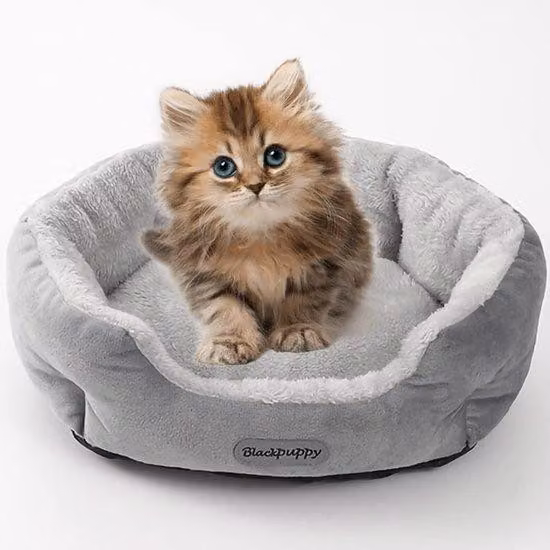 Cuccia per cani di taglia media - Cuccia a due cuscini di forma rotonda, colore grigio - Lavabile