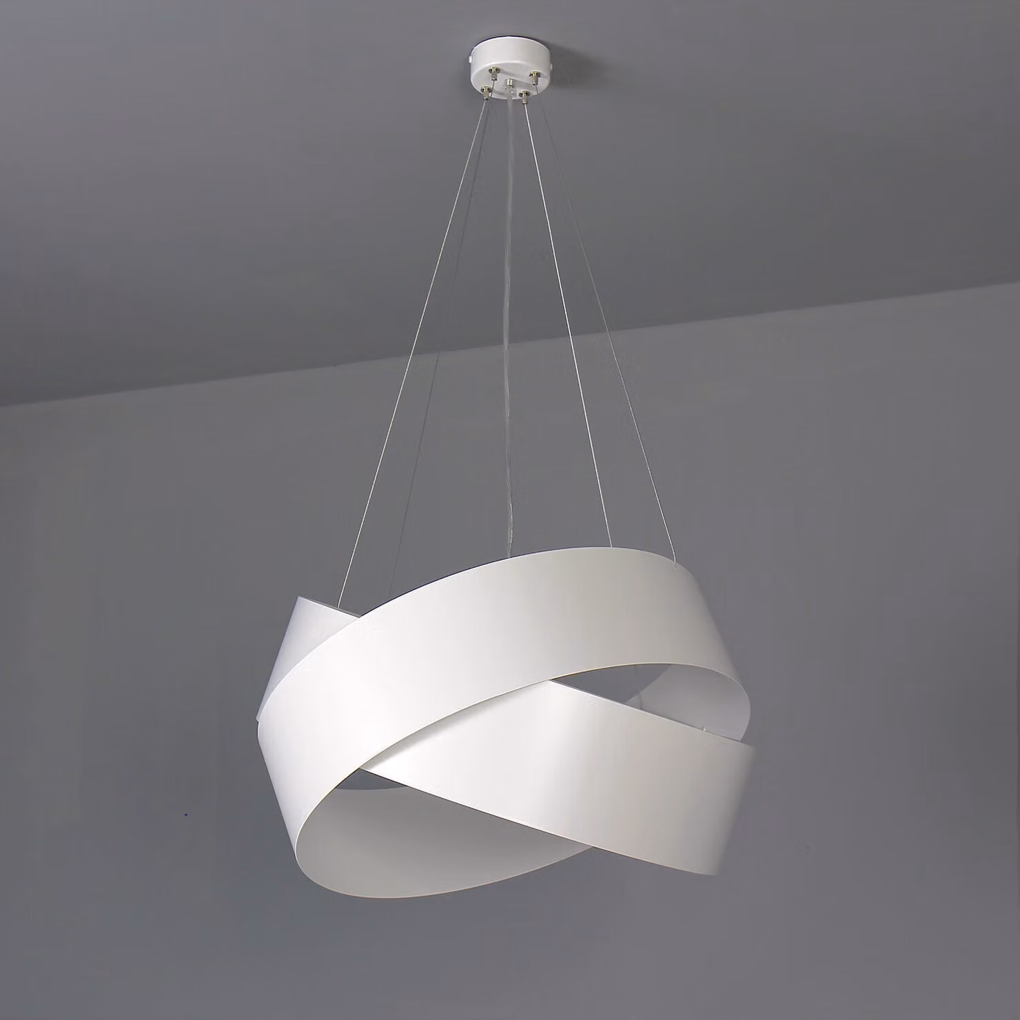 Lampada a sospensione Ø 50 cm E27 Metallo bianco Luce a sospensione moderna