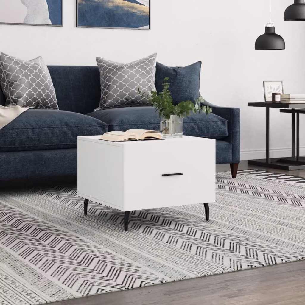 The Living Store tavolino bianco 50x50x40 cm in materiale ligneo