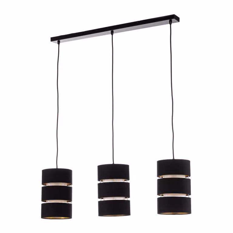 Lindby lampada a sospensione Tsomo, 950 cm, 3 luci, nero, tessuto