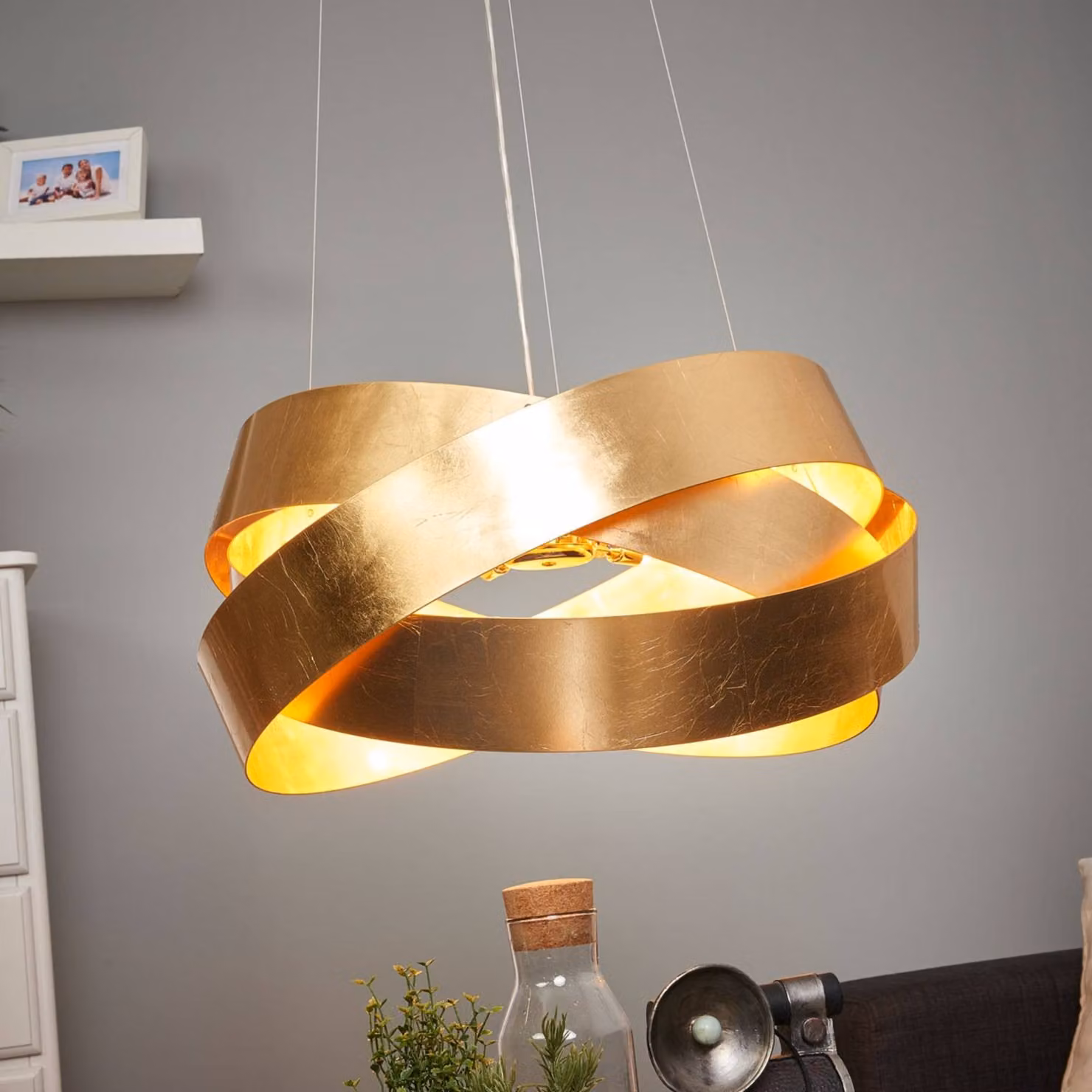 Marchetti Lampada a sospensione Pura, dimmerabile, Ottone / Oro, Soggiorno / Sala da pranzo, Metallo, Design, Lampada a sospensione