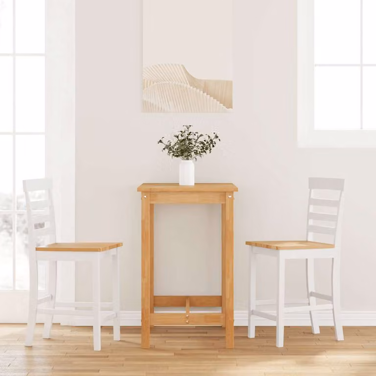Set di 2 sgabelli da bar vidaXL in legno di Hevea bianco per soggiorno e sala da pranzo