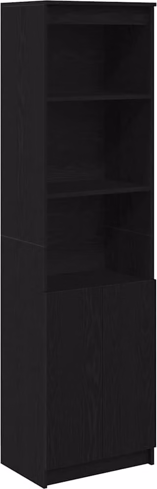 Credenza Rovere Nero 50x35x180 cm in Legno Multistrato