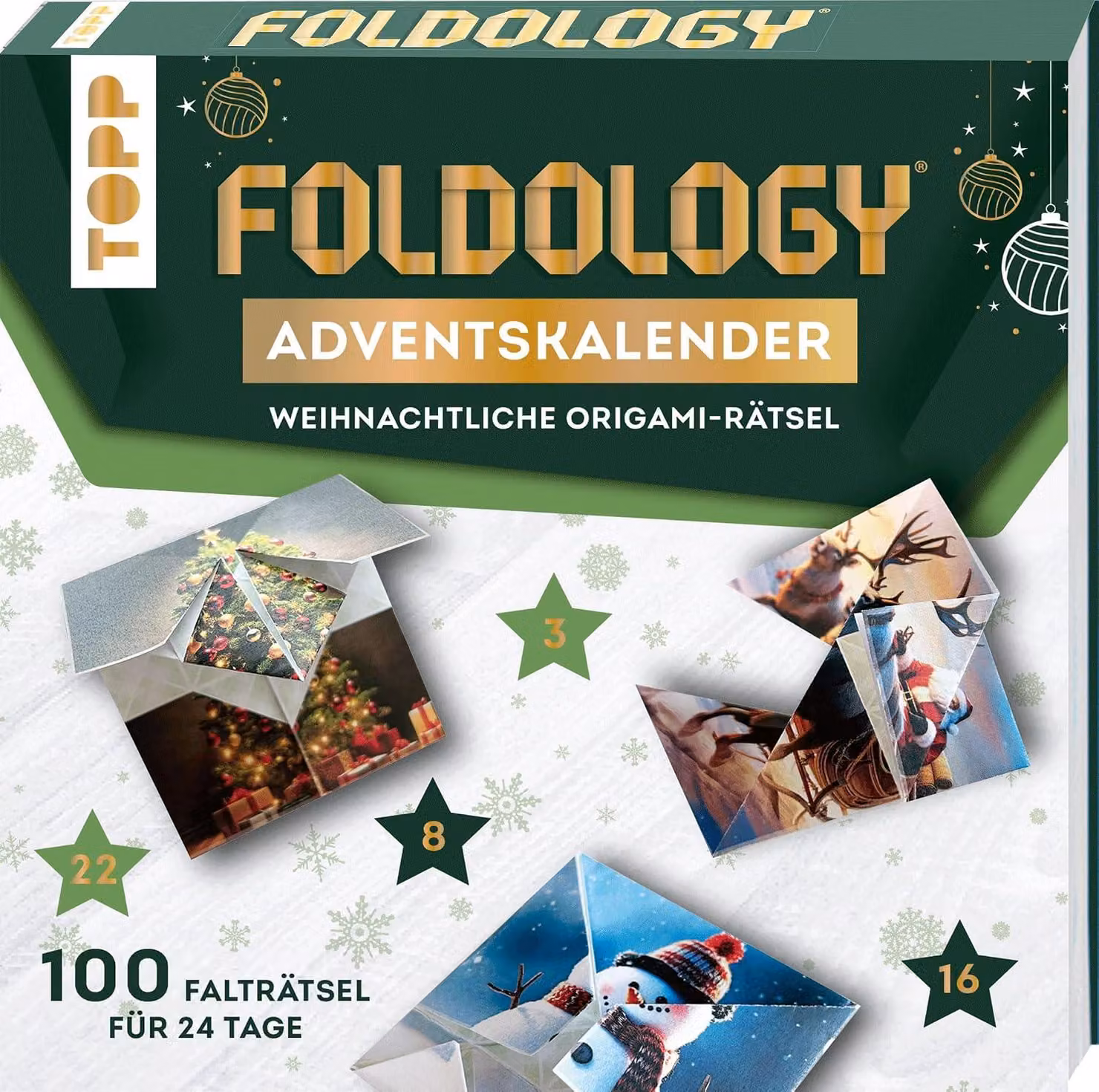 Calendario dell'Avvento con puzzle origami - 24 puzzle da piegare - Ideale per menti brillanti e mani abili - Disponibile in lingua tedesca