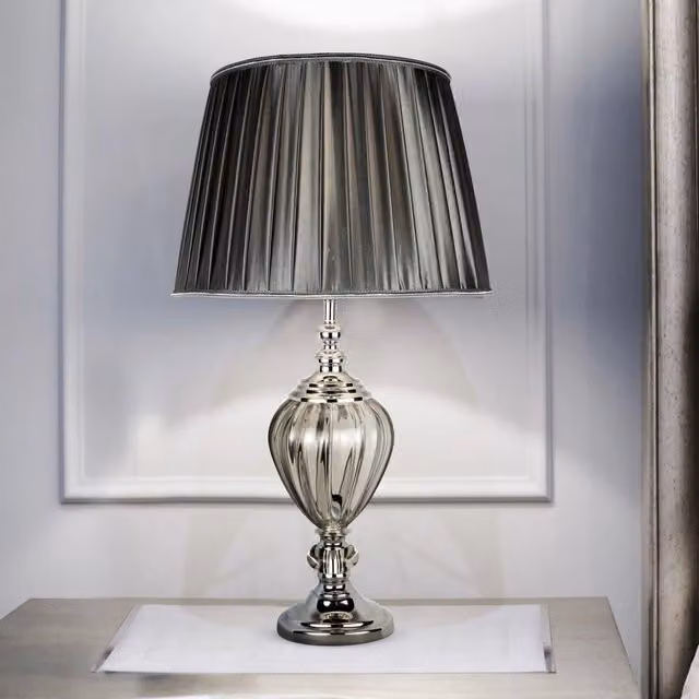 Lampada Da Scrivania Greyson Acciaio Cromo Vetro Trasparente 1 Luce E27