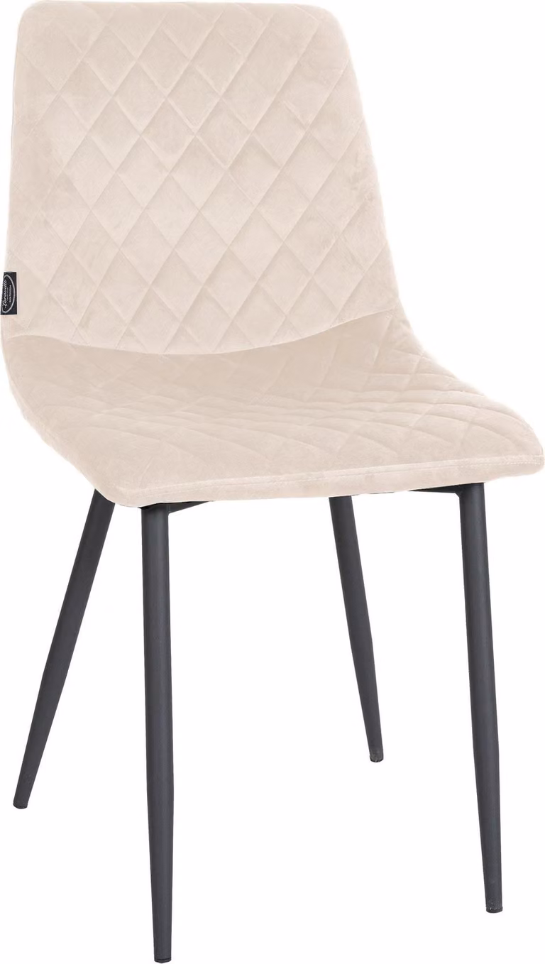 Sedia da pranzo CLP, modello Telde, in velluto color crema