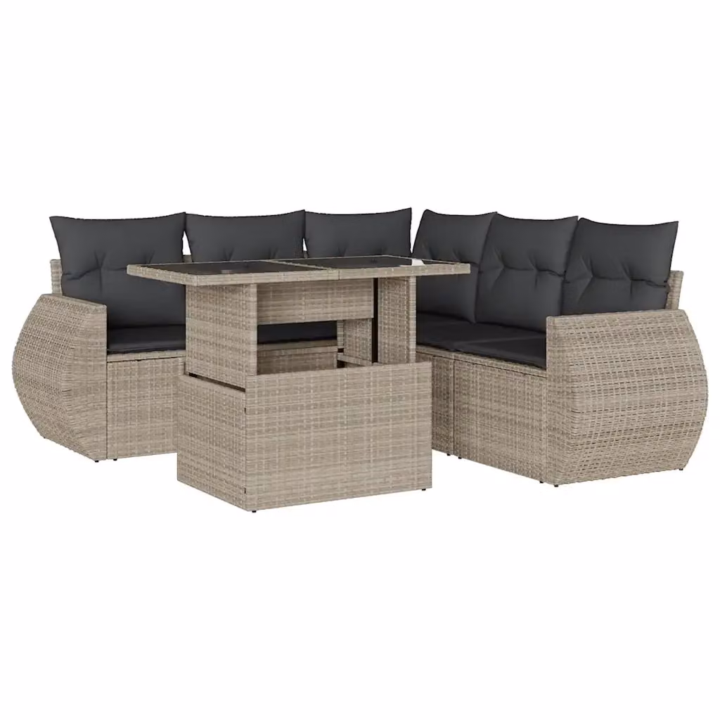 Set Divano da Giardino a L vidaXL in Polyrattan Grigio Antracite con Cuscini e Tavolino da 6 Pezzi – 2