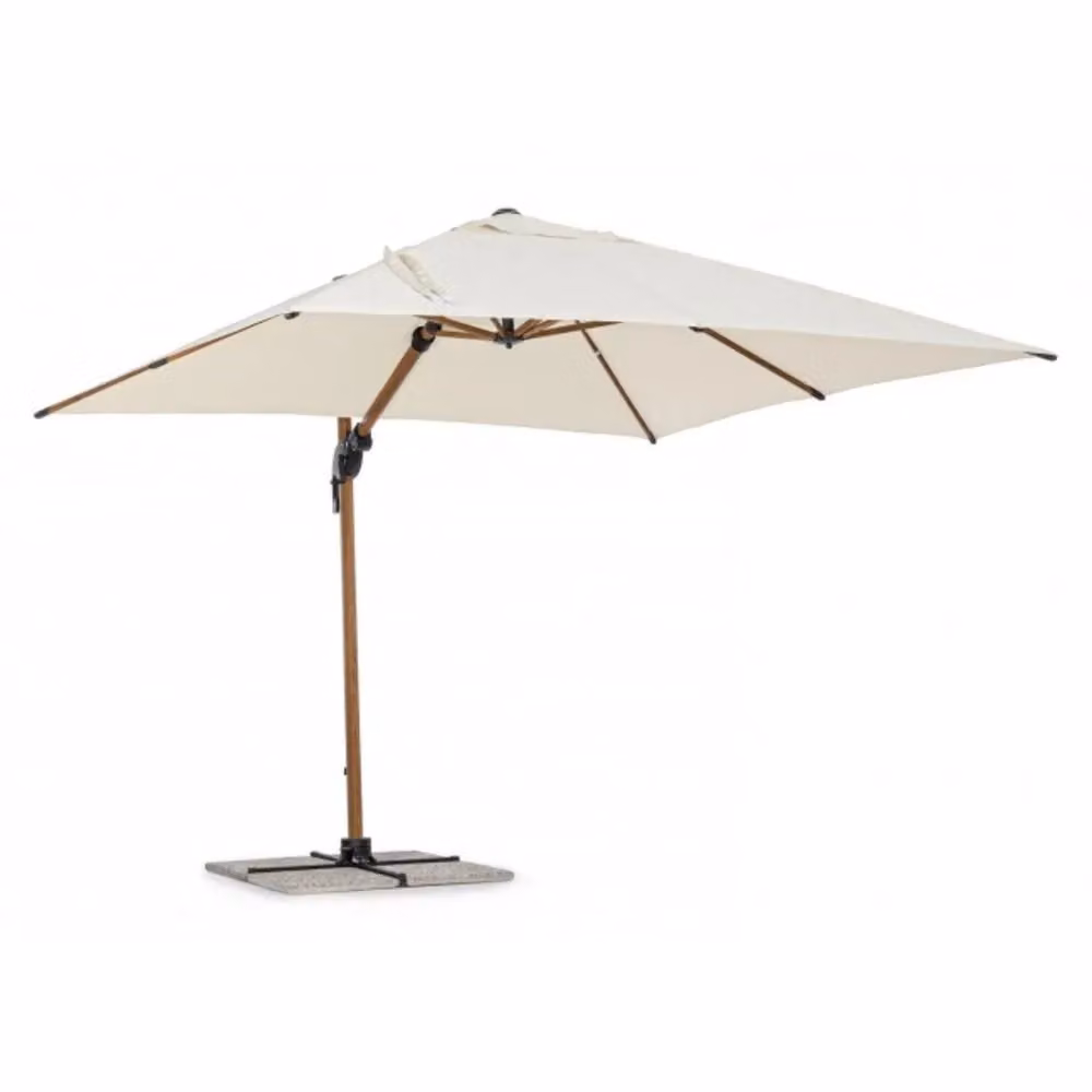 Ombrellone a braccio ORION in alluminio effetto legno, telo beige 3×3