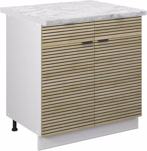Mobiletto base per cucina Fame-Line Pannello in quercia/Bianco 80 cm, PL Marmo Vicco