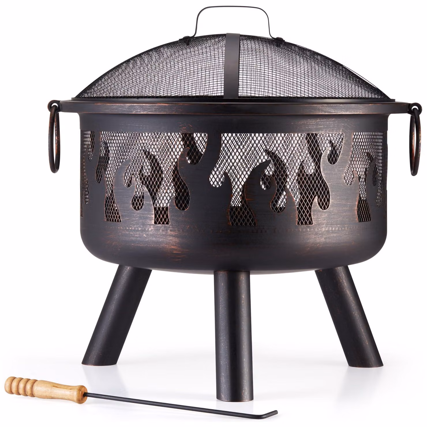 Boccia per il fuoco, design a fiamma, diametro 54,5 cm, acciaio legato color bronzo