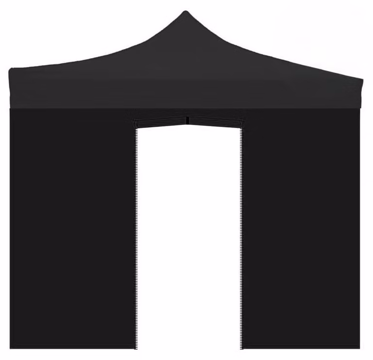 Telo laterale 3x2mt nero impermeabile con porta avvolgibile per gazebo richiudibile