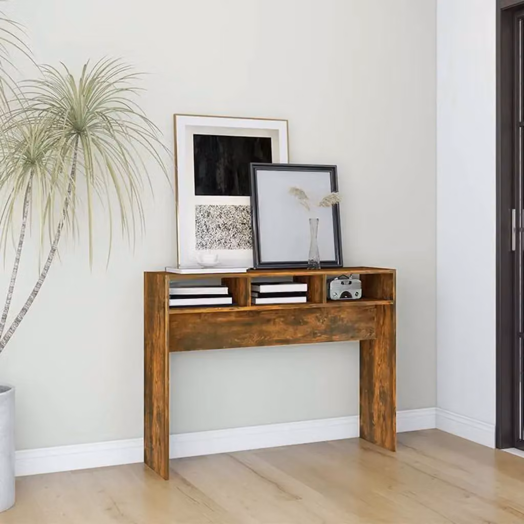vidaXL Tavolino Consolle in Legno Rovere Fumo L: 105 cm, P: 30 cm, H: 80 cm