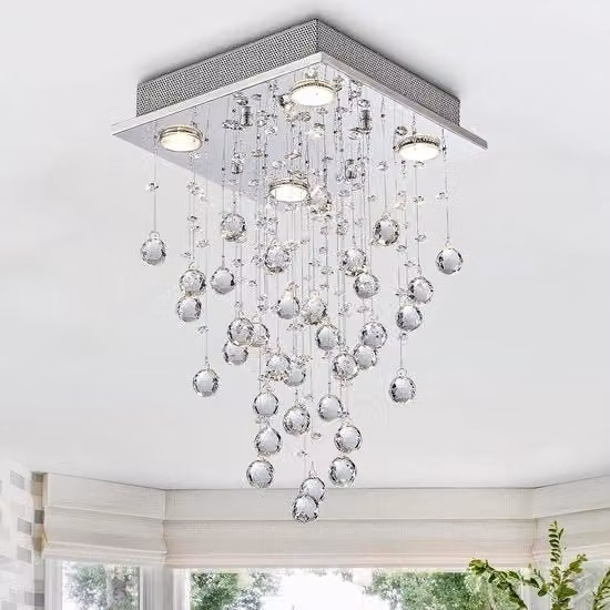 Lampada da soffitto per bagno - Lampada da soffitto in incasso per sala da pranzo-camera da letto-camera da soggiorno 4 lampadine LED - Larghezza 35 cm Altezza 50 cm