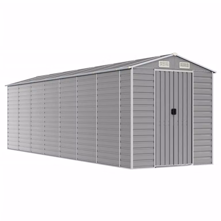 Casetta da giardino grigio chiaro 191x640x198 cm in acciaio zincato