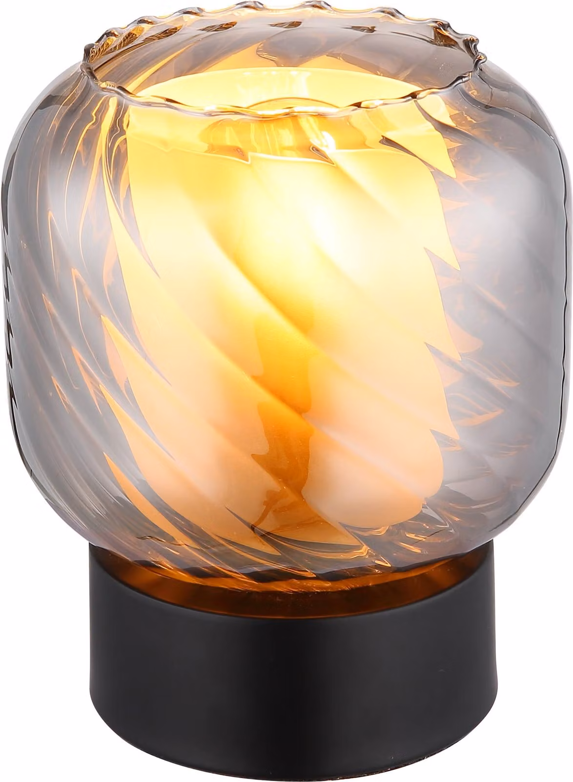 Lampada da tavolo, vetro fumé, nero, H 17 cm