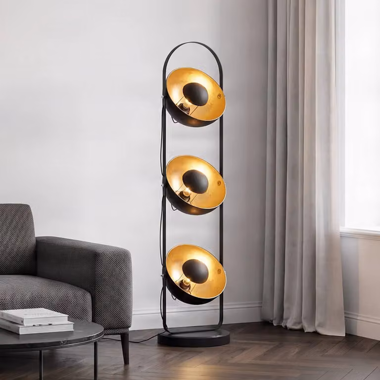 Lampada da terra Muriel Lindby, Nero, Soggiorno / Sala da pranzo, Metallo, Moderno, Lampada da terra