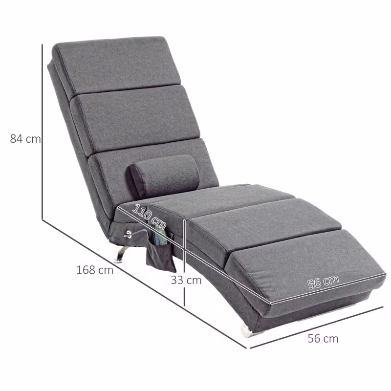 Poltrona relax reclinabile WISHDOR in tessuto grigio con braccioli per soggiorno – 2