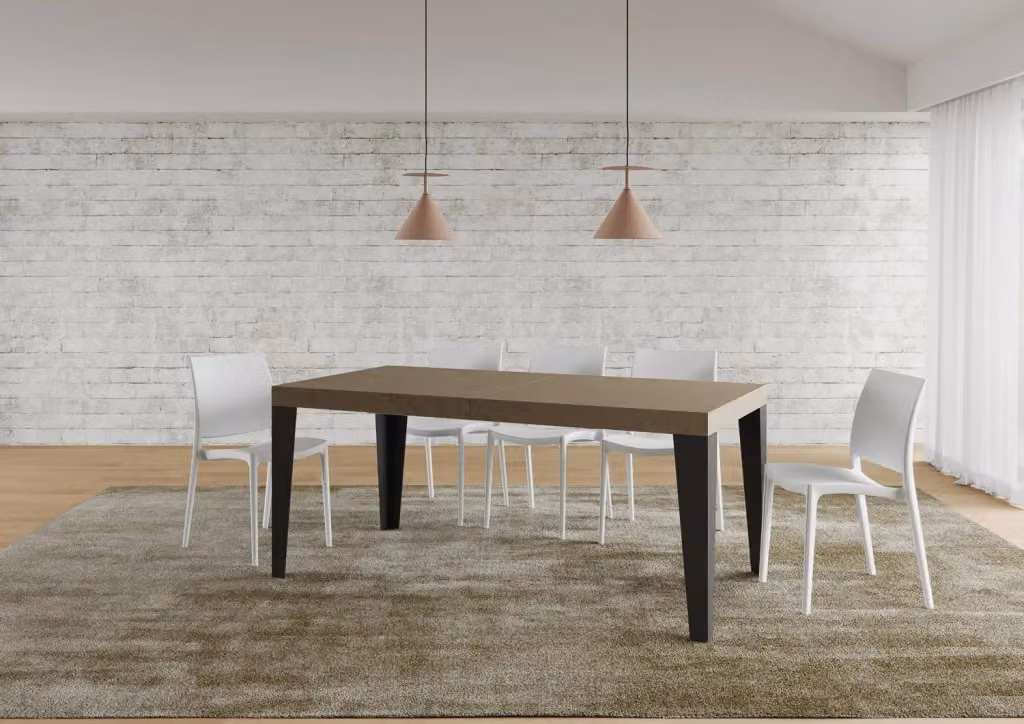 Tavolo allungabile moderno Itamoby con piano in laminato e gambe in metallo, L/P/H: 200/304 x 90 x 77 cm, colore tortora e antracite – 2
