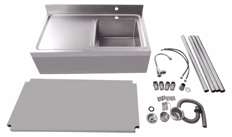 Lavello da cucina, acciaio inox, design indipendente, argento