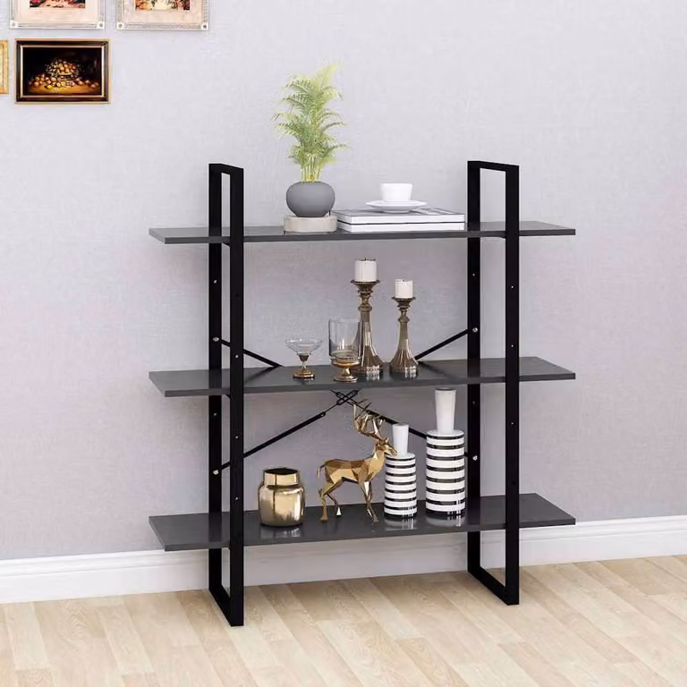 Libreria stile industriale vidaXL in legno e metallo grigia L 100 x P 30 x H 105 cm