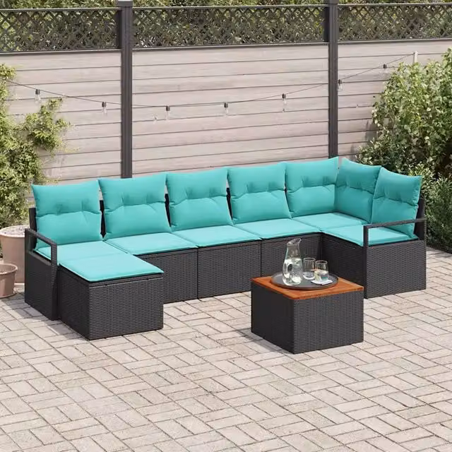 Set Divano da Giardino 8 pz Nero polyrattan 3347739