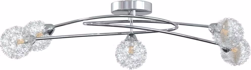 Lampada da Soffitto con Paralumi in Rete per 5 Luci LED G9