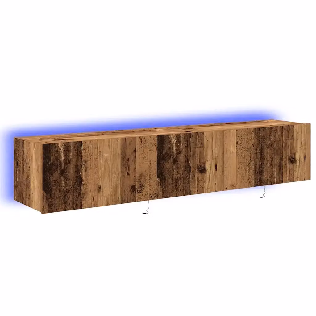 Set di 2 mobili TV da parete vidaXL in legno marrone con illuminazione integrata, stile moderno, L 80 cm x P 35 cm x H 31 cm – 2