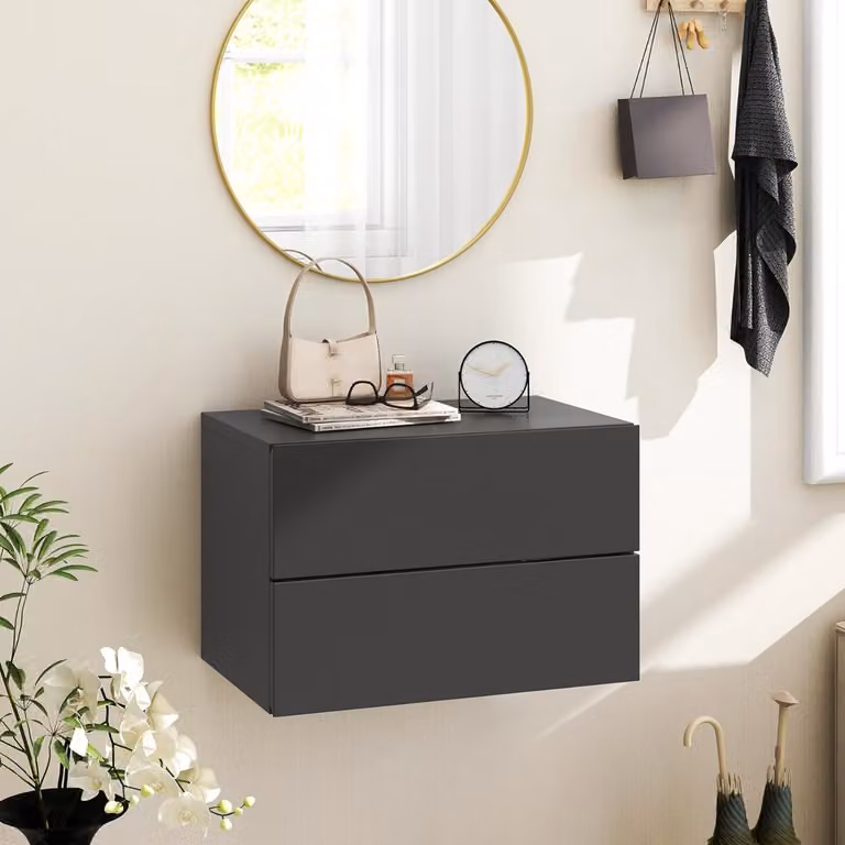 Set da 2 comodini sospesi Costway con cassetti in stile moderno, colore grigio opaco