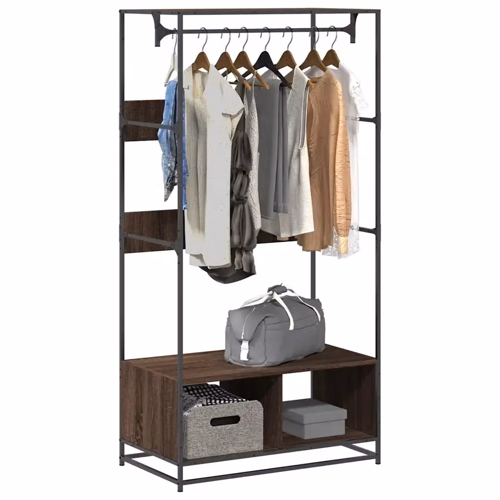 Armadio in stile industrial DESIGN IN in rovere marrone con appendiabiti, L: 90 cm, P: 50 cm, H: 180 cm – 2