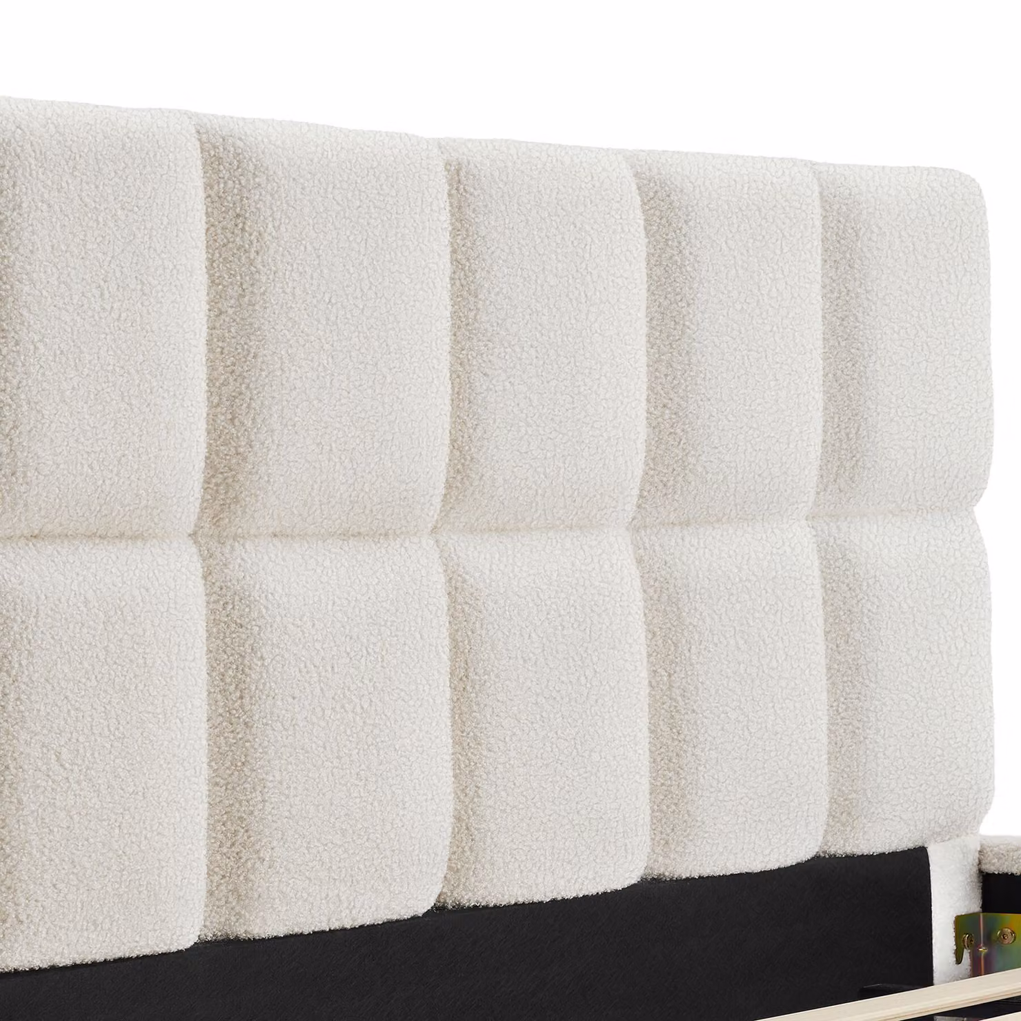 Letto imbottito Shirley tectake con rete a doghe, colore beige e bianco, L/P/H: 220 x 180 x 93 cm – 1