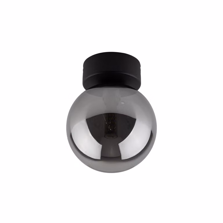 Lampada da soffitto in metallo vetro fumé D: 12 cm tondo nero grafite G9 Moderno