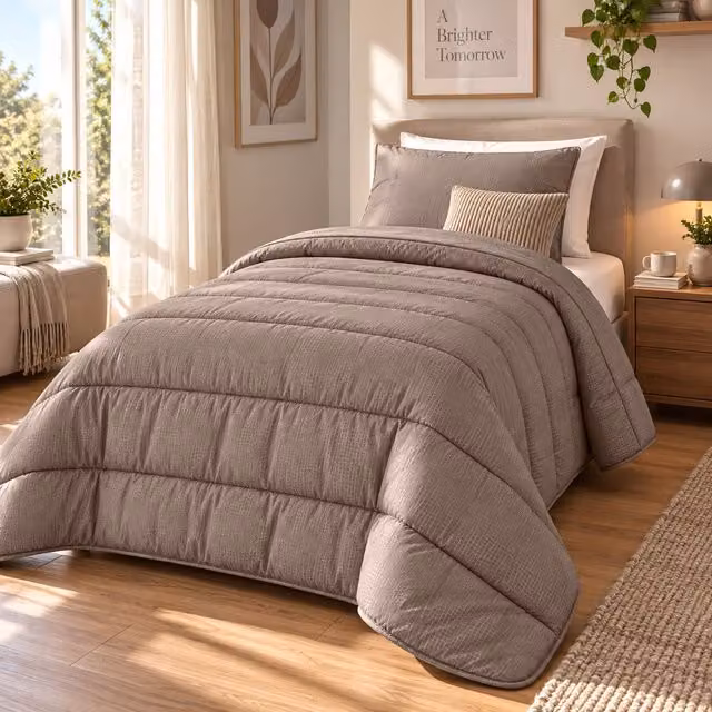 Trapunta invernale singola embossed fango