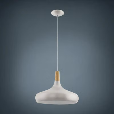 Lampada a sospensione EGLO Sabinar, lampada a sospensione in acciaio e legno, finitura argento spazzolato e marrone, attacco E27, Ø 40 cm, certificata