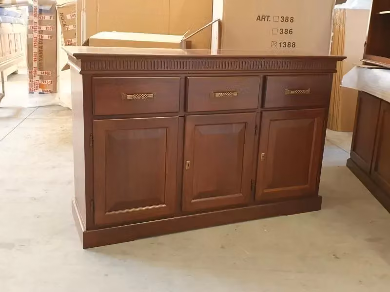 Madia credenza classica a 3 porte in legno color noce Mobili 2G L: 150 cm, P: 47 cm, H: 96 cm – 2