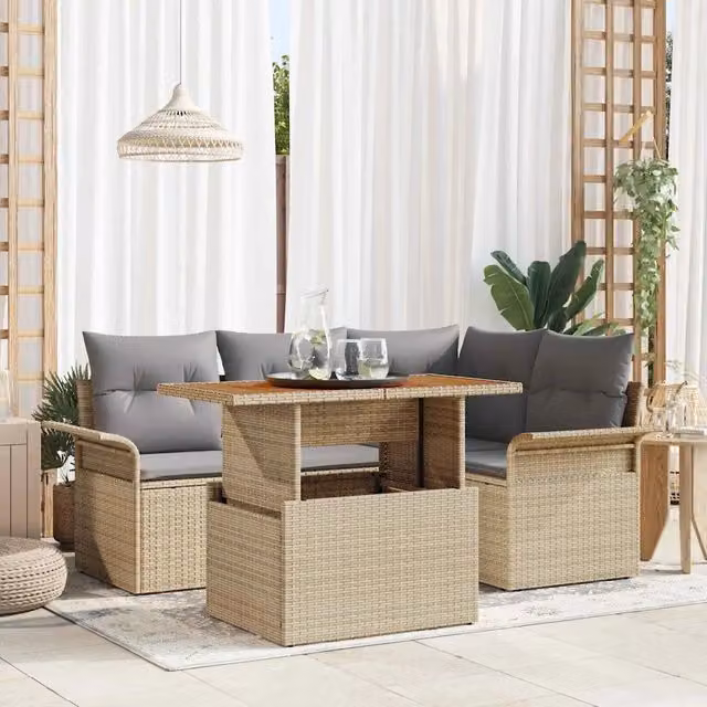 Set Divano da Giardino 5 pz beige e grigio chiaro 3349328