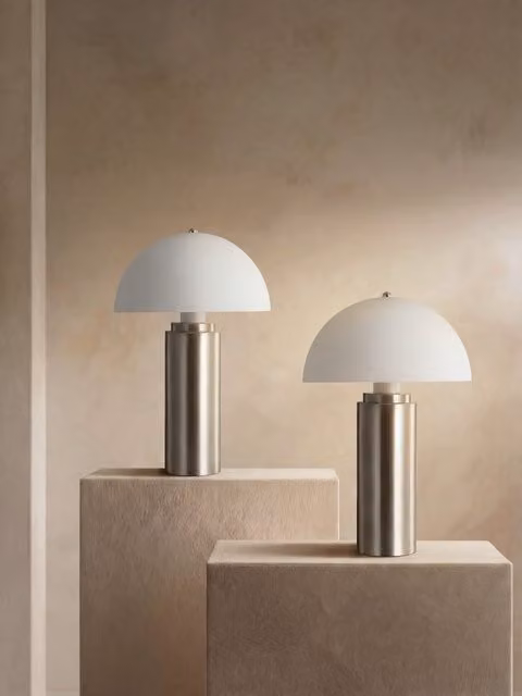 Pack di 2 lampade da tavolo Lauren Kenay Home in metallo cromato e vetro bianco