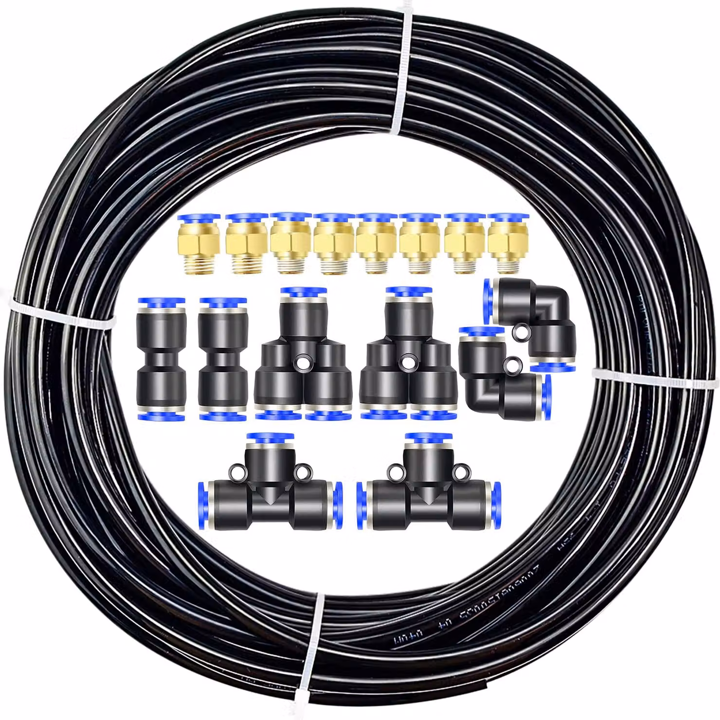 Set di tubi in poliuretano, lunghezza 10 metri, diametro esterno 6 mm, diametro interno 4 mm, con 14 connettori