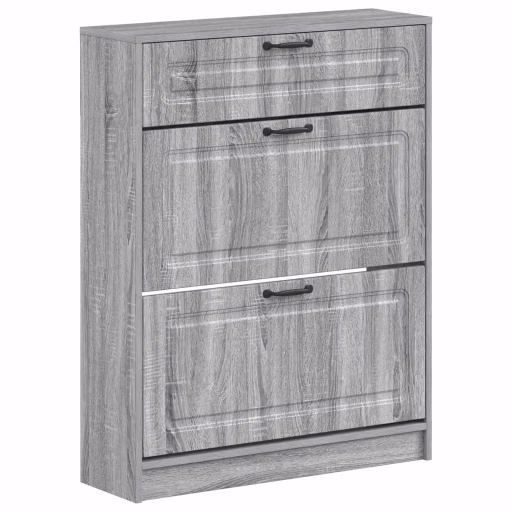 Mobile porta scarpe moderno vidaXL in MDF e metallo, colore nero o grigio, L: 78 cm, P: 24 cm, H: 100 cm – 2