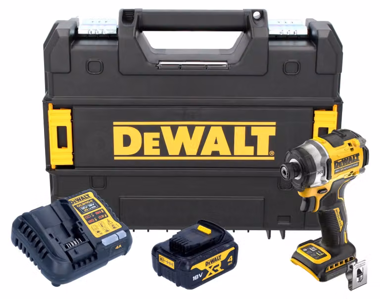 Avvitatore a impulsi a batteria DeWalt DCF 860 M1T 18 V 282 Nm 1/4" brushless + 1x batteria ricaricabile 4,0 Ah + caricabatterie + TSTAK