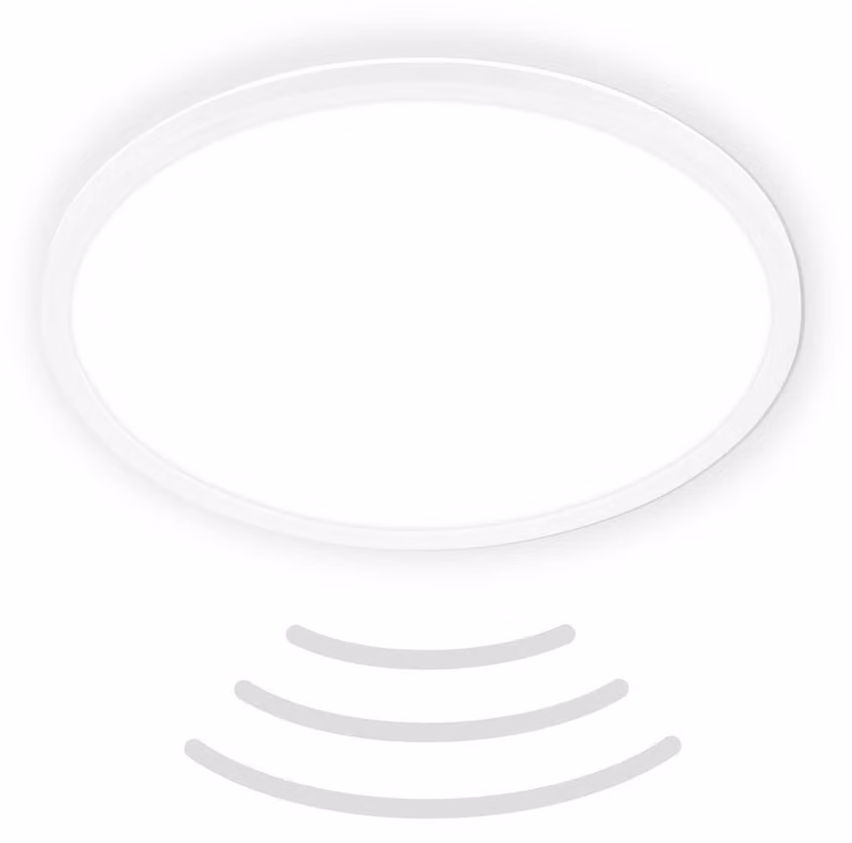 Plafoniera LED ultrapiatta con rilevatore di movimento - IP44 - rotonda - Luce da bagno a LED Luce da bagno, pannello da soffitto extrapiatto per ambienti umidi, 42 x 3 cm (DxH)