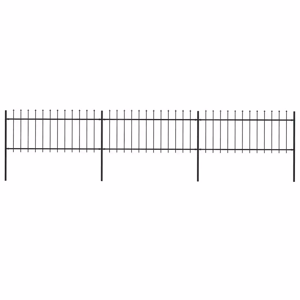 Recinzione da giardino vidaXL con punta a lancia in acciaio nero L: 504 cm, H: 80 cm