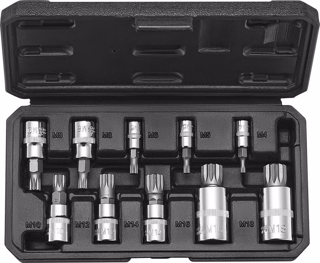 Set di chiavi a bussola XZN a tripla scanalatura quadra 10 pz. M4-M18