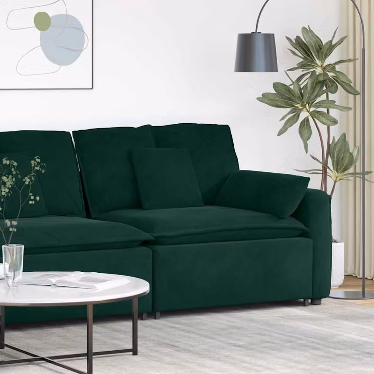 vidaXL Modulo Terminale Bracciolo per Divano Modulare con Cuscini, Verde, L: 100 cm