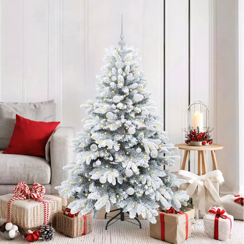 Albero di Natale artificiale bianco vidaXL con 150 LED luce bianca calda, Altezza: 150 cm, in PE e PVC