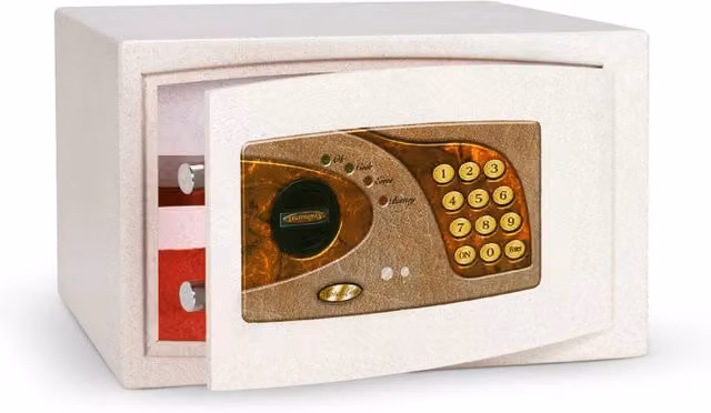 Cassaforte da Hotel Technomax 730/ALP Elettronica con Porta da 6 mm, Colore Bianco Sabbia, L/P/H: 35 x 30 x 22 cm