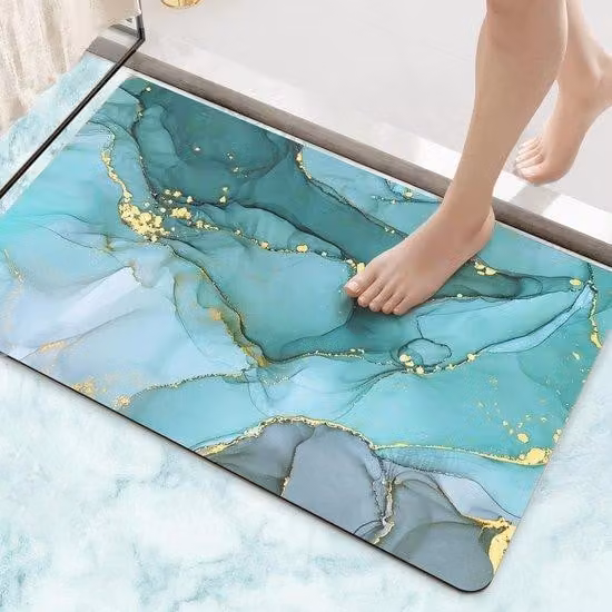 Tappetino da bagno verde turchese 40 x 60 cm - Antiscivolo e ad asciugatura rapida per la vasca da bagno - Super assorbente e facile da pulire